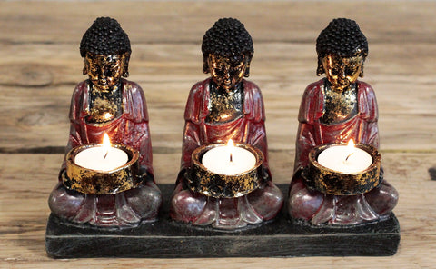 Buddha - Three Devotees Candle Holder - Great Useful Things