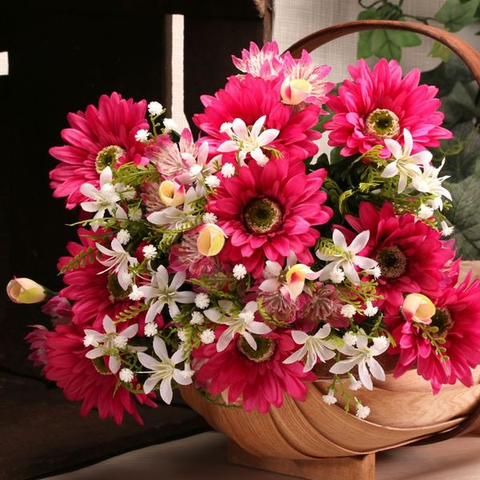 Gerbera Mix Faux Flower Bouquet (40cm/24 pieces) - Great Useful Things