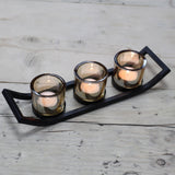 Centrepiece Iron Votive Candle Holder - 3 Cup Ledge