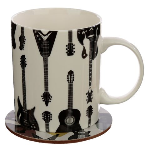 Porcelain Mug and Coaster Gift Set - Guitar - Great Useful Things