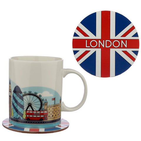 Porcelain Mug and Coaster Gift Set - London
